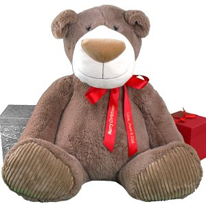 red ribbon bear